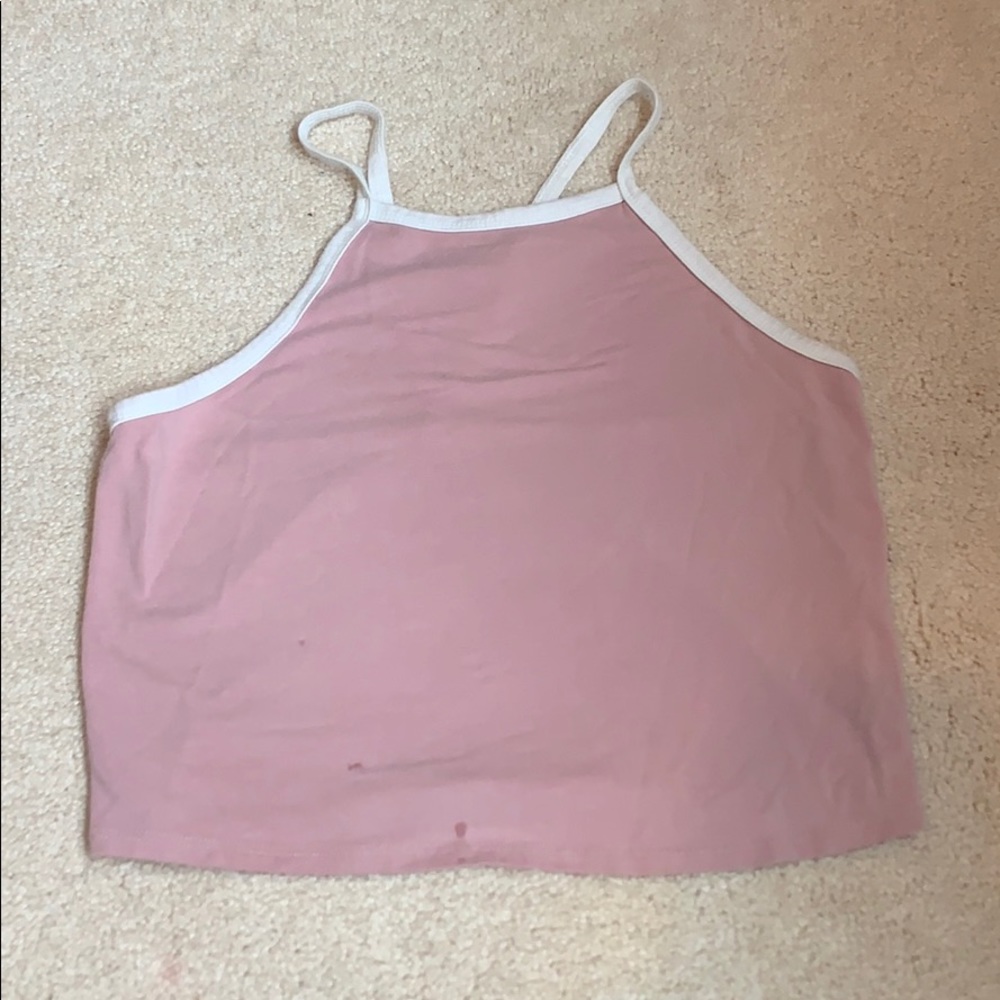 Pink and white halter top